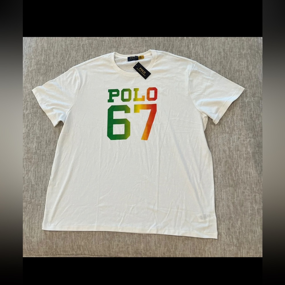 POLO Ralph Lauren 67 Multi-Color White T-Shirt 1967 50th Anniversary MENS